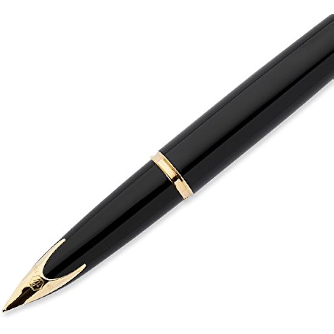 Waterman Carène Black Sea Fountain Pen | High-Gloss Black & 23k Gold Clip | Medium Nib with Blue Ink Cartridge | Gift Box