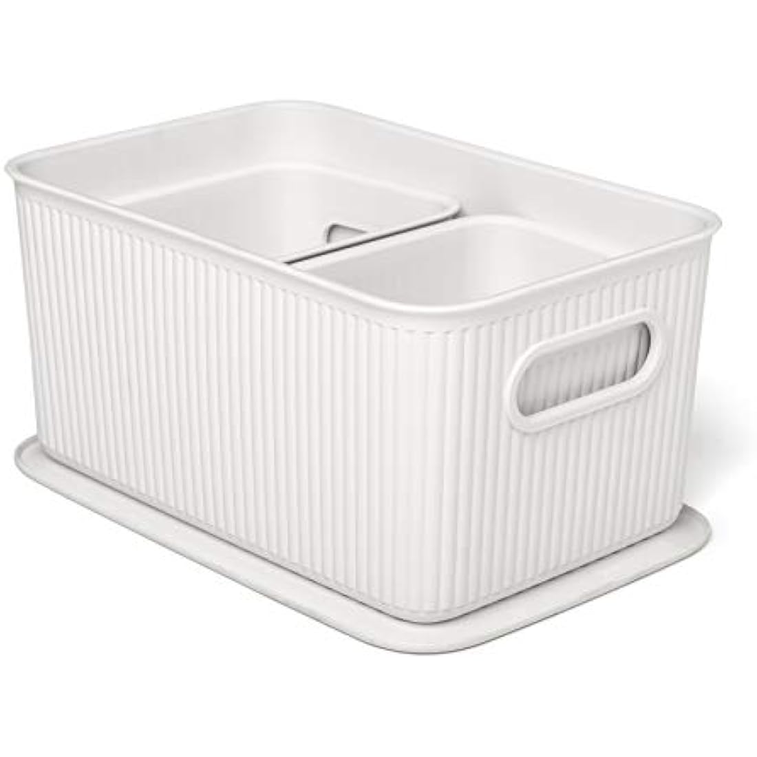TATAY Set of 3 Baobab Organizer Boxes and 5L Lids, BPA-Free, Pergamon White, Medium, (1 x 5L, 2 x 1.5L)