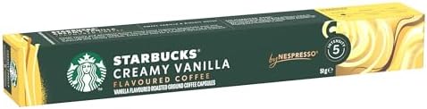 STARBUCKS Creamy Vanilla Flavoured Coffee by Nespresso, Blonde Roast, Coffee Capsules 6 x 10 (60 Capsules)