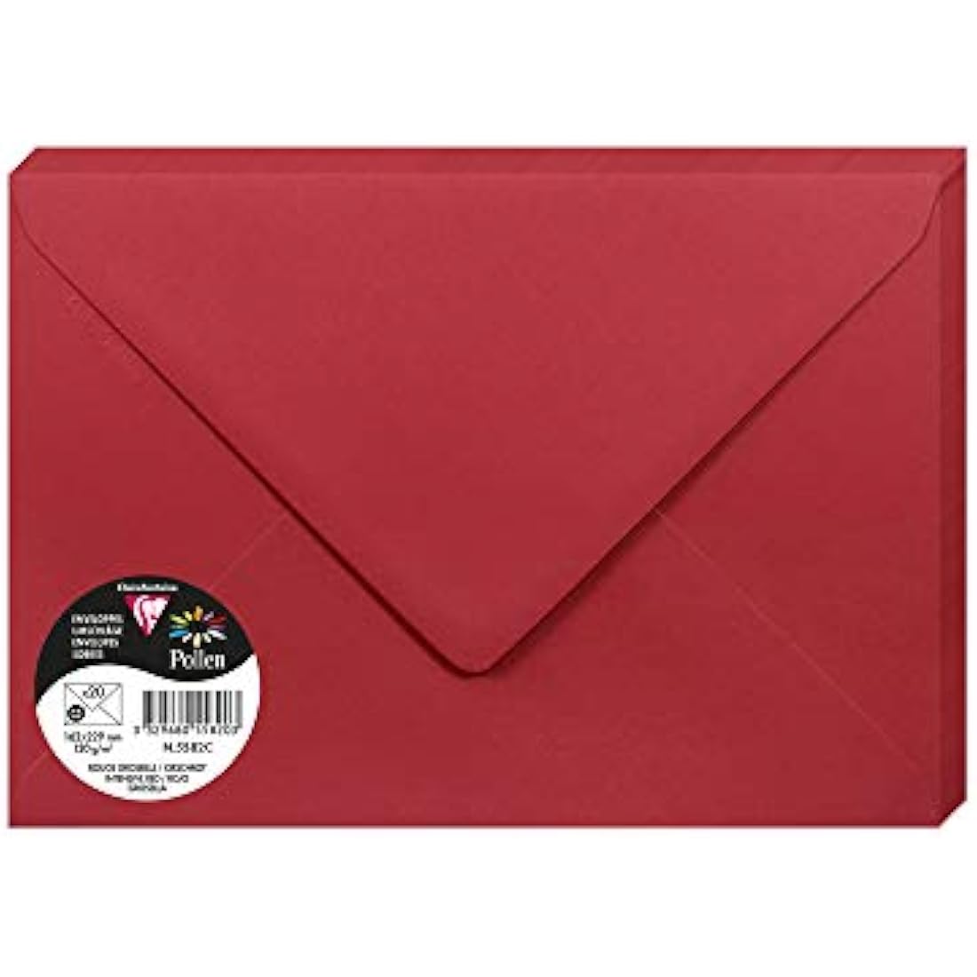 Clairefontaine - Ref 5582C - Pollen Envelopes (Pack of 20) - C5 Sized, 120gsm Paper, Gummed Seal, Inkjet & Laser Printer Compatible, Acid Free - Intensive Red