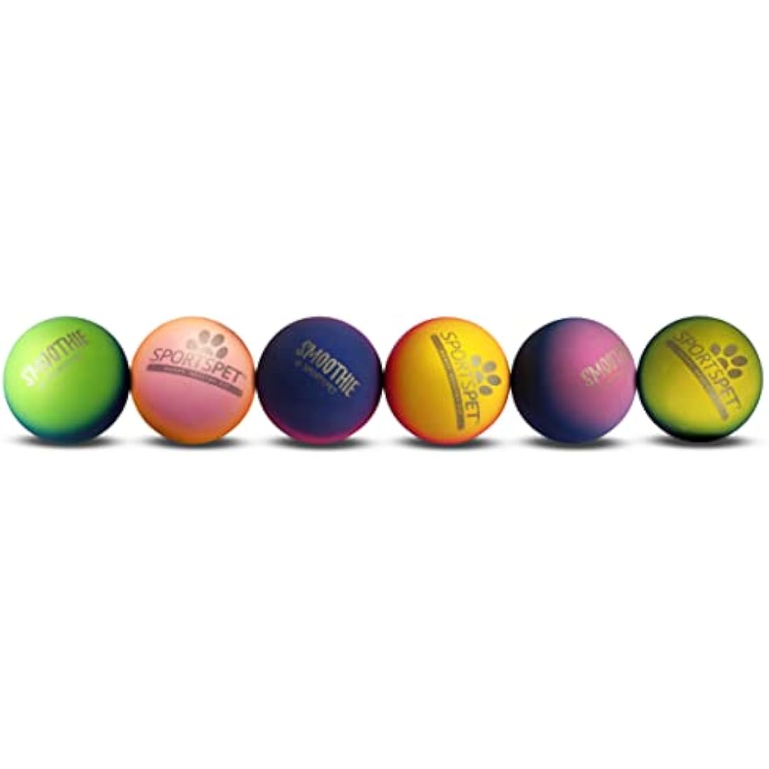 SPORTSPET High Bounce Natural Rubber Dog Balls (6 Pack High Bounce Smoothie) (60mm)