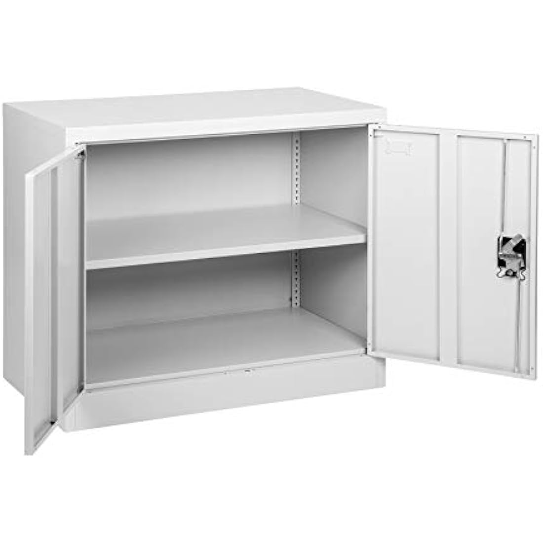 MMT Office Storage Cabinet, Metal Office Storage Cupboard with Lock, 2 Door Filing Cabinet with Adjustable Shelf, Garage, Workshop, Pantry Utility Cupboard, Powder Coated Grey, 90cm Wide