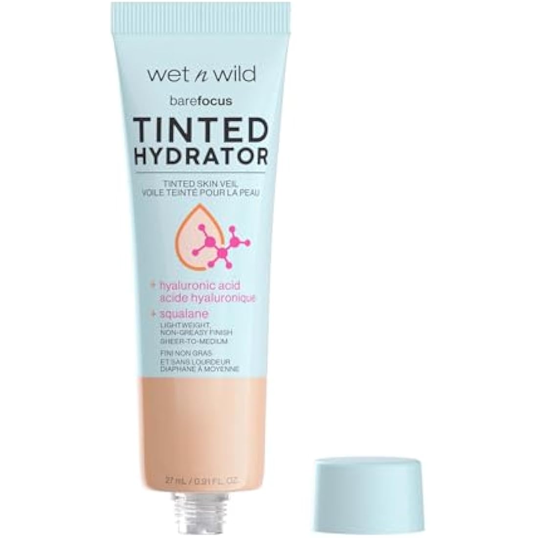 Wet n Wild, Bare Focus Tinted Hydrator, Tinted Moisturiser with Hyaluronic Acid, Lightweight Formula with Semi-Matte Finish for Oily Skin, Light to Medium Coverage, Light