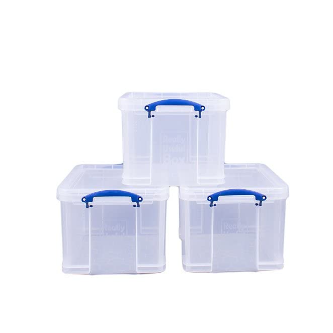 Really Useful Plastic Storage Box Bonus Pack 3x35 Litre Clear