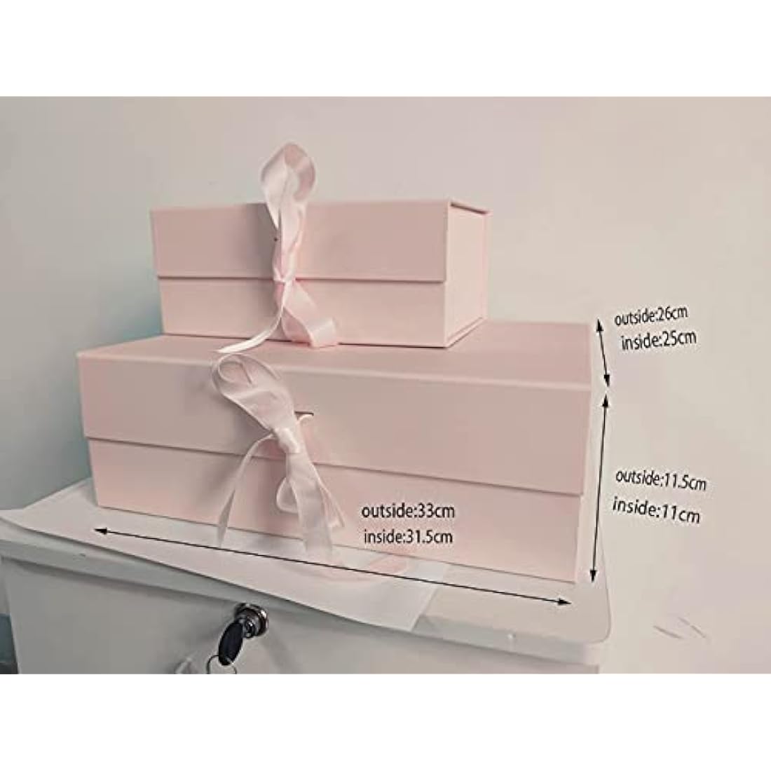 Pink Gift Box 33x26x11cm, Gift Box Large with Magnetic Lids and Silk Ribbon Specially Designed for Presents Birthdays, Holidays, Anniversaries Gift Packaging