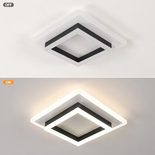 Comely Modern Square 30W 4500K LED Ceiling Light, 30x30x7cm, Black + White, 3300LM, Bedroom, Living Room, Dining etc.