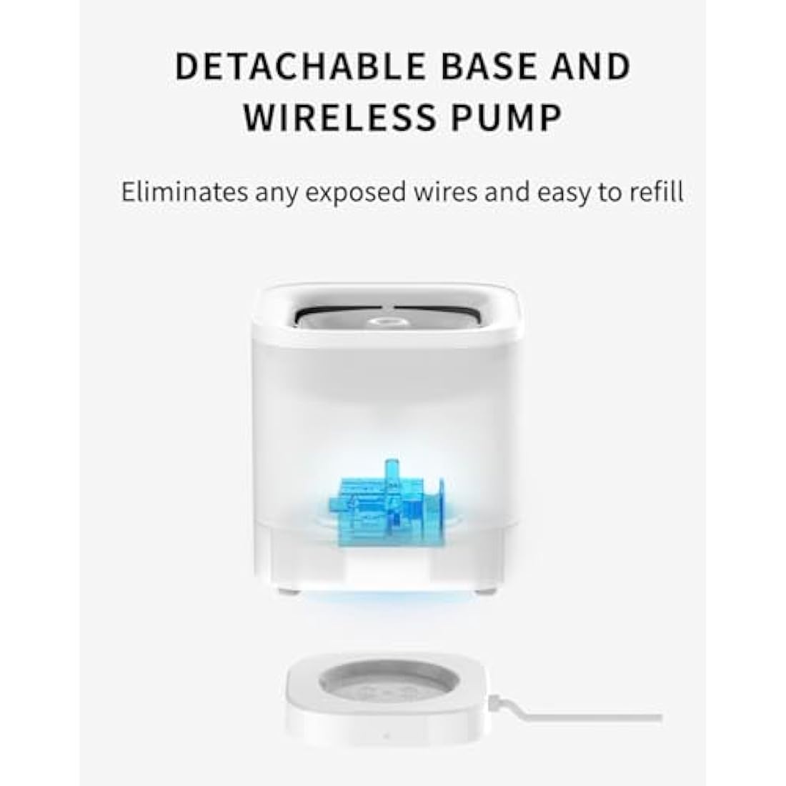 PETKIT Cat Water Fountain for Drinking, EVERSWEET SOLO SE, 1.85L Ultra Quiet Cat Fountain, Activated Carbon Filter, Upgraded Pump with Dry-Run Protection, Smart LED Light, Separate Base