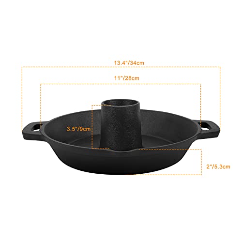 onlyfire Cast Iron Chicken Roaster Stand, BBQ Poultry Roaster Pan with Pour Spout and Handle, Barbecue Accessory for Grill and Oven