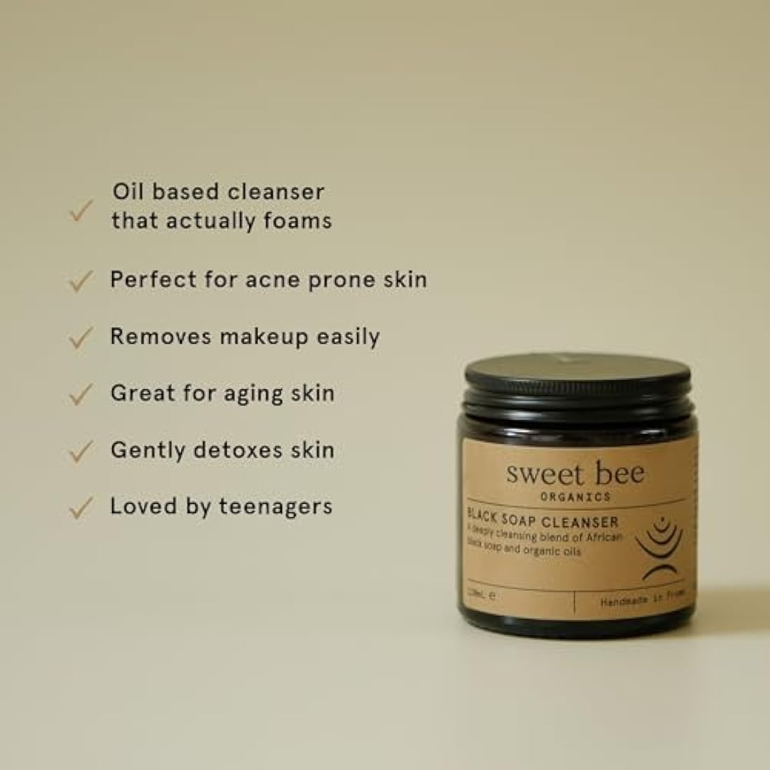 Sweet Bee African Black Soap Face Wash - Clarifying Acne Face Wash for Clear & Radiant Skin - Deep Cleansing Face & Body Exfoliator for Even Skin Tone - Skin Sensitive Body Wash with Sweet Almond Oil