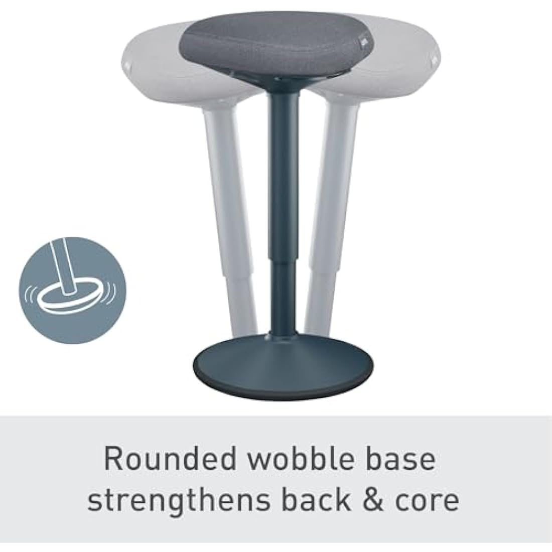 Leitz Ergo Active Standing Stool with Unique Dual Density Foam Comfort Cushion, Height Adjustable 57 to 82cm, 100% Post Consumer Recycled Seat Cover, Supports 110kg, Ergo Range, Dark Grey, 65450089