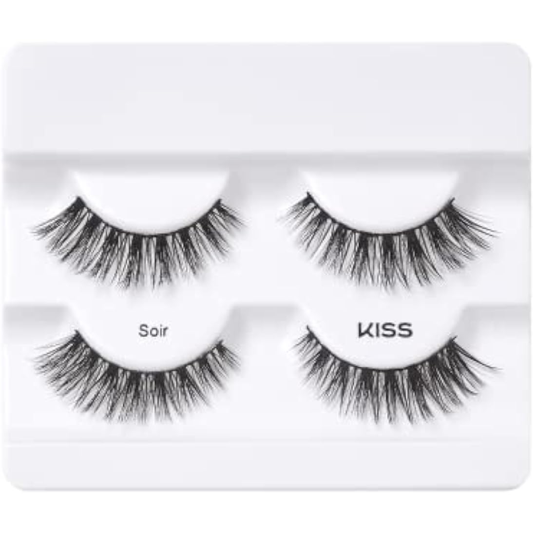 KISS Lash Couture Faux Mink Collection 2 Pairs of False Lashes, Soir, Ultrafine, Tapered, Synthetic Fake Lashes includes Lash Glue