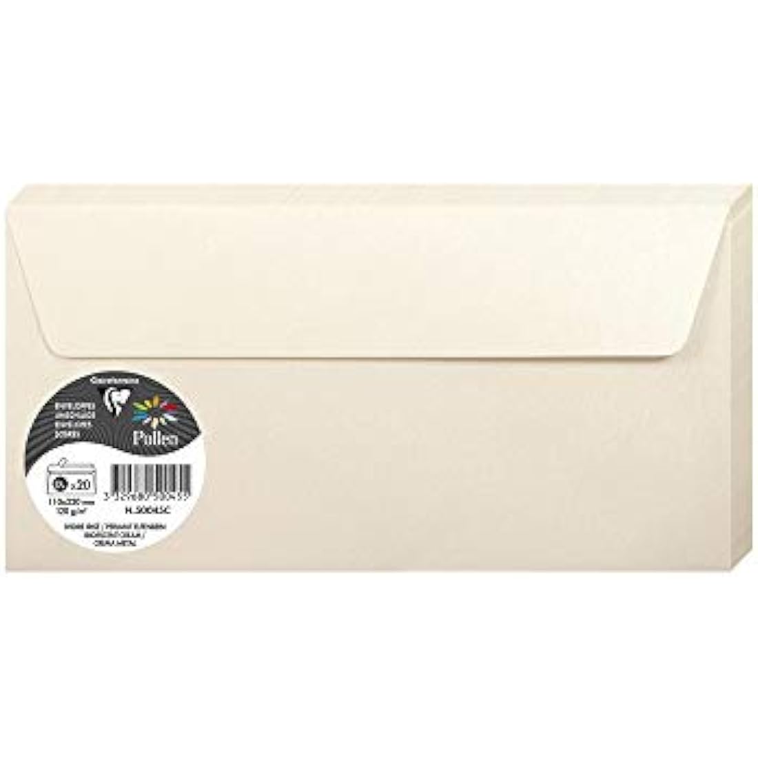 Clairefontaine - Ref 50045C - Pollen Iridescent Adhesive Envelopes (Pack of 20) - DL (110 x 220mm) in Size, 120gsm Paper, Easy-to-Peel Adhesive Strip - Cream