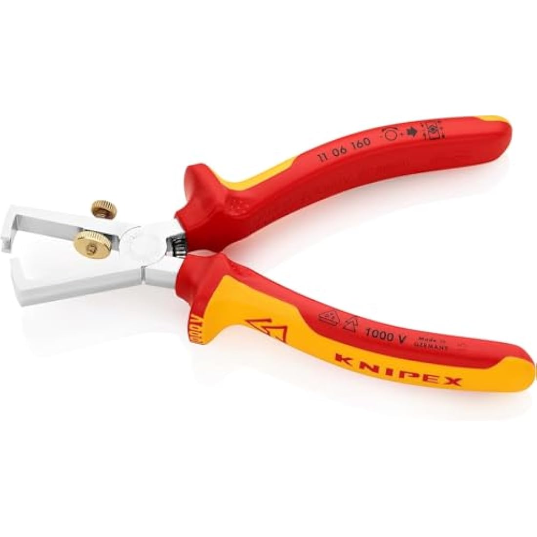 Knipex Insulation Stripper with opening spring, universal chrome-plated, insulated with multi-component grips, VDE-tested 160 mm 11 06 160