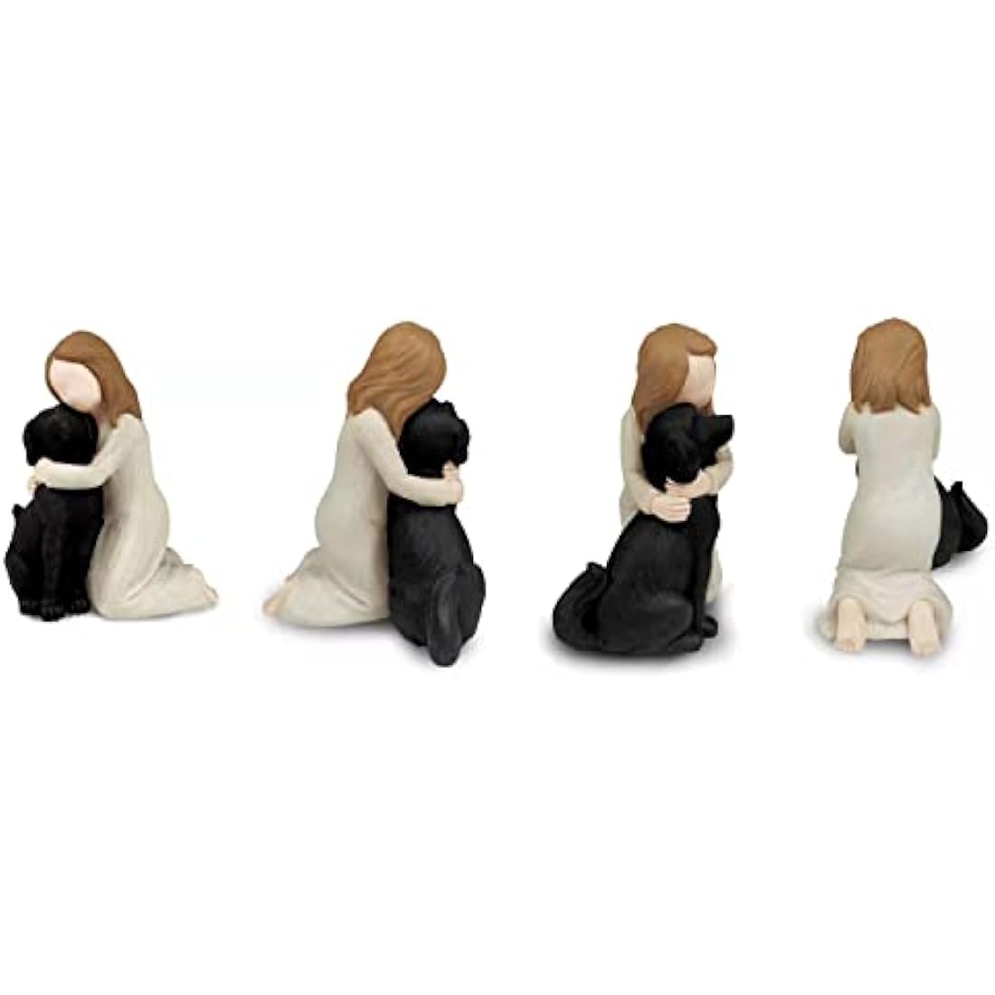 Carracci Black Dog Angel Figurines, Angel Dog Friendship Memorials, Sculpted Hand-Painted Figures for Dog Lovers