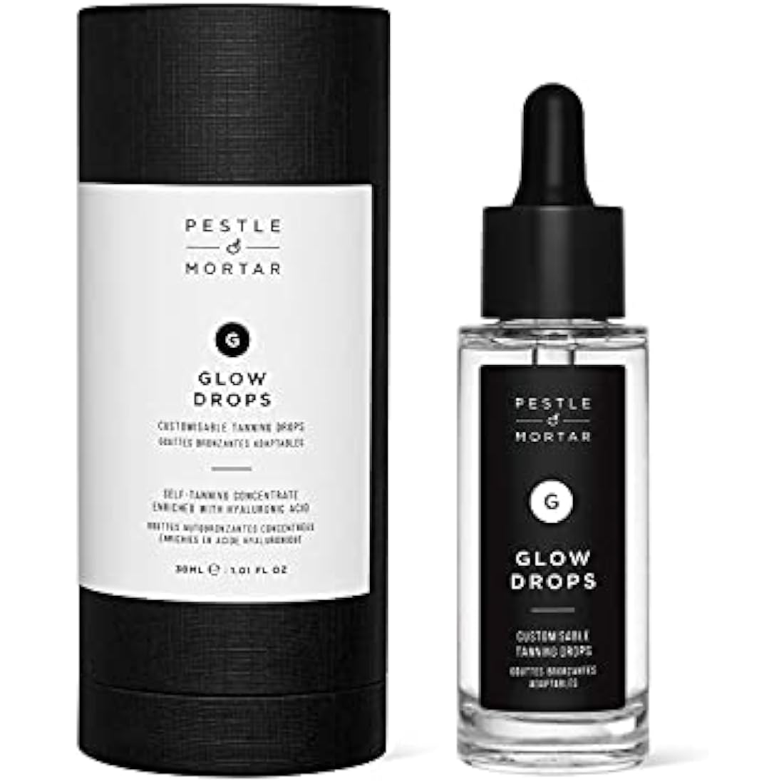 Pestle & Mortar Glow Drops Fake Tan- Self Tan Drops with Hyaluronic Acid, Customisable Face Tan, Non Comedogenic, Cruelty Free & Vegan 30ml