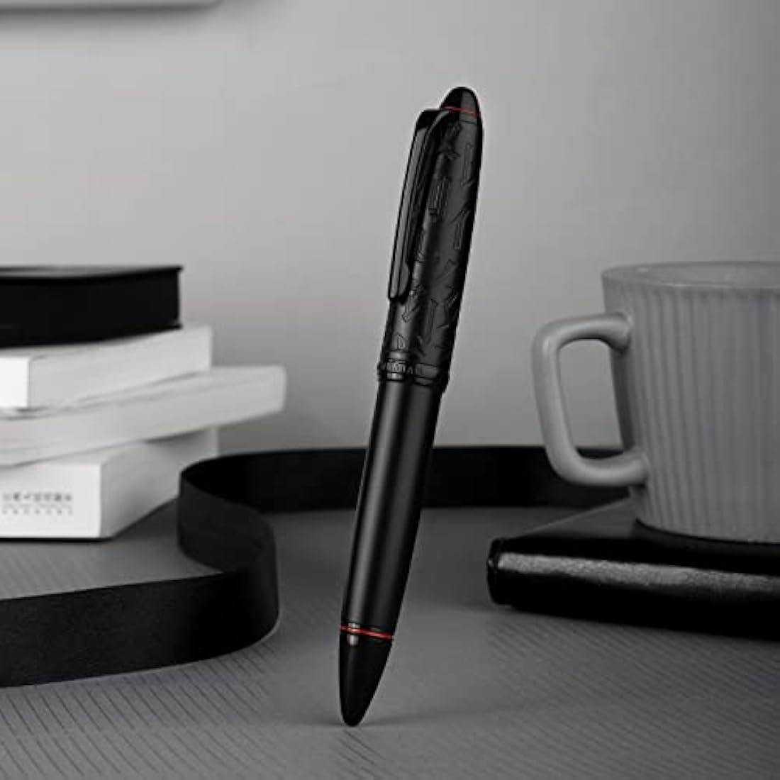 Asvine Hongdian N6 Metal Resin Piston Fountain Pen - Black Long Blade Nib Classic Pen, Includes Metal Box