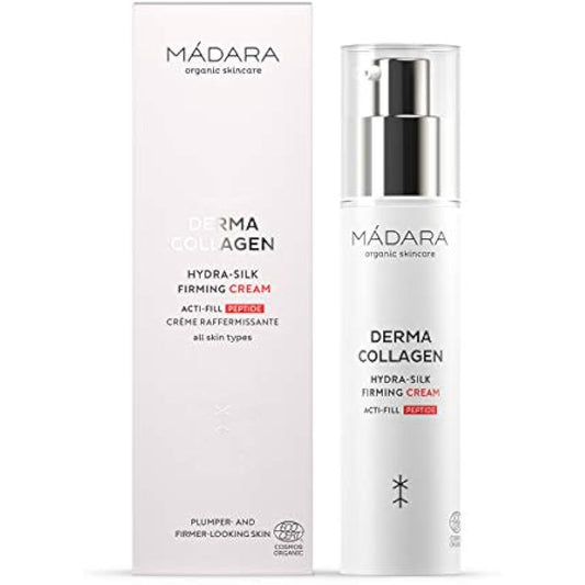 Derma Collagen Hydra-Silk Firming Cream – Hydrating & Anti-Aging Face Cream with Peptides, Microalgae & Hyaluronic Acid for Firmness & Elasticity, 50ml