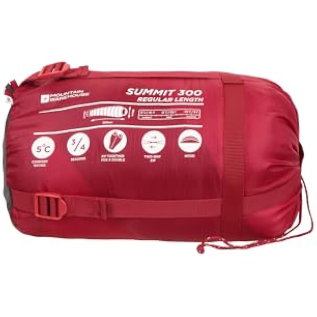 Mountain Warehouse Summit 300 Sleeping Bag - 3/4 Season, Insulated Mummy Shaped Bag - Best for Spring Summer, Camping, Trekking