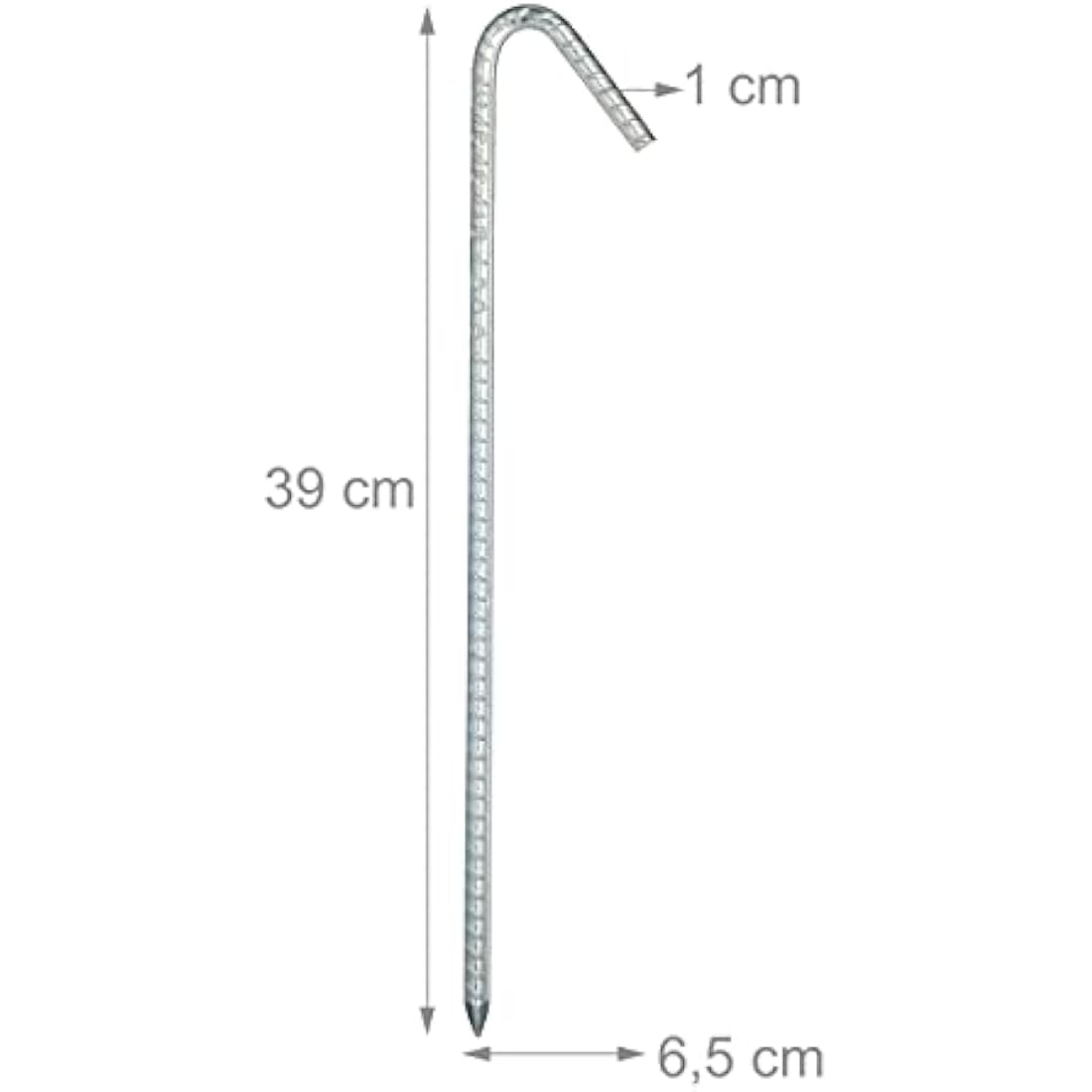 Relaxdays XL Set Of 10 Ground Anchors, Extremely Solid Ground Anchors, Tent Accessory; 39 cm, Galvanized Steel, Silver