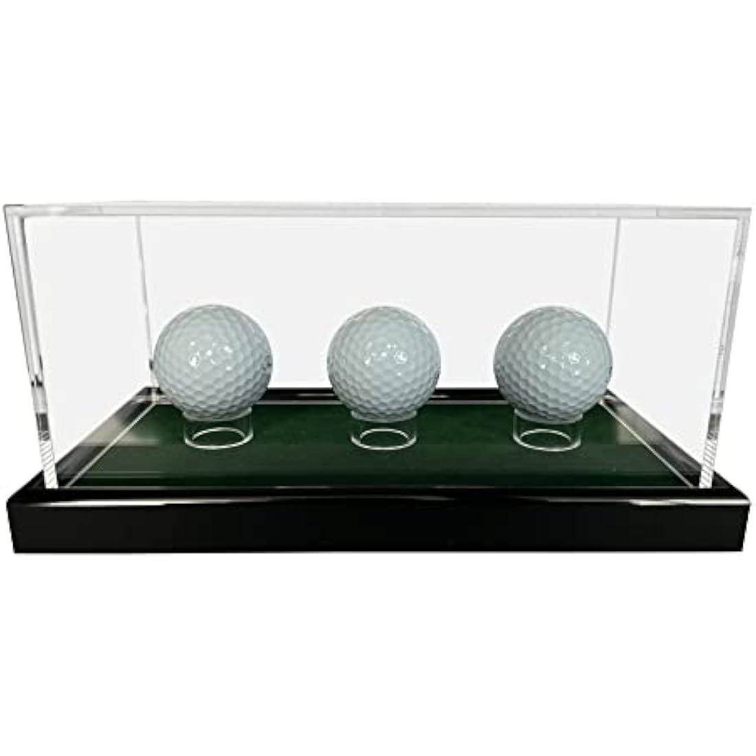 LL-Golf Large universal acrylic display case 22x12x10.5 cm / showcase with green velvet for model car 1:24, 1:32, tennis ball, baseball, 3 golf balls, minifigures, models, clock, minerals