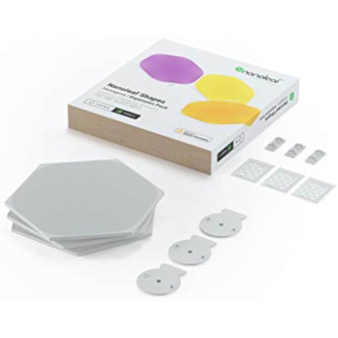 Nanoleaf Shapes Hexagon Expansion Pack, 3 LED Smart Light Panels - Dimmable & Modular Wi-Fi Wall Mood Lights, Works with Alexa Google Assistant Apple Homekit, for House Room Decor or Desk
