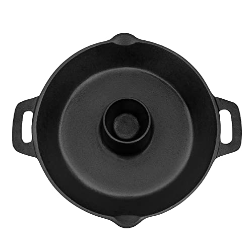 onlyfire Cast Iron Chicken Roaster Stand, BBQ Poultry Roaster Pan with Pour Spout and Handle, Barbecue Accessory for Grill and Oven