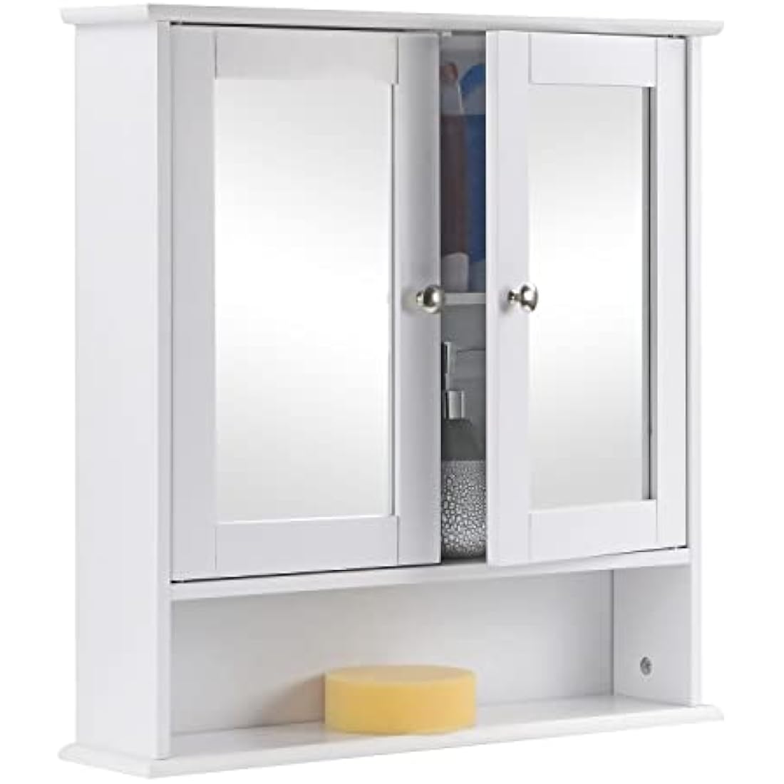 Taylor & Brown Maine White Double Mirrored Door Bathroom Cabinet with Storage Shelf Bathroom Home Furniture Decorative Stylish Design