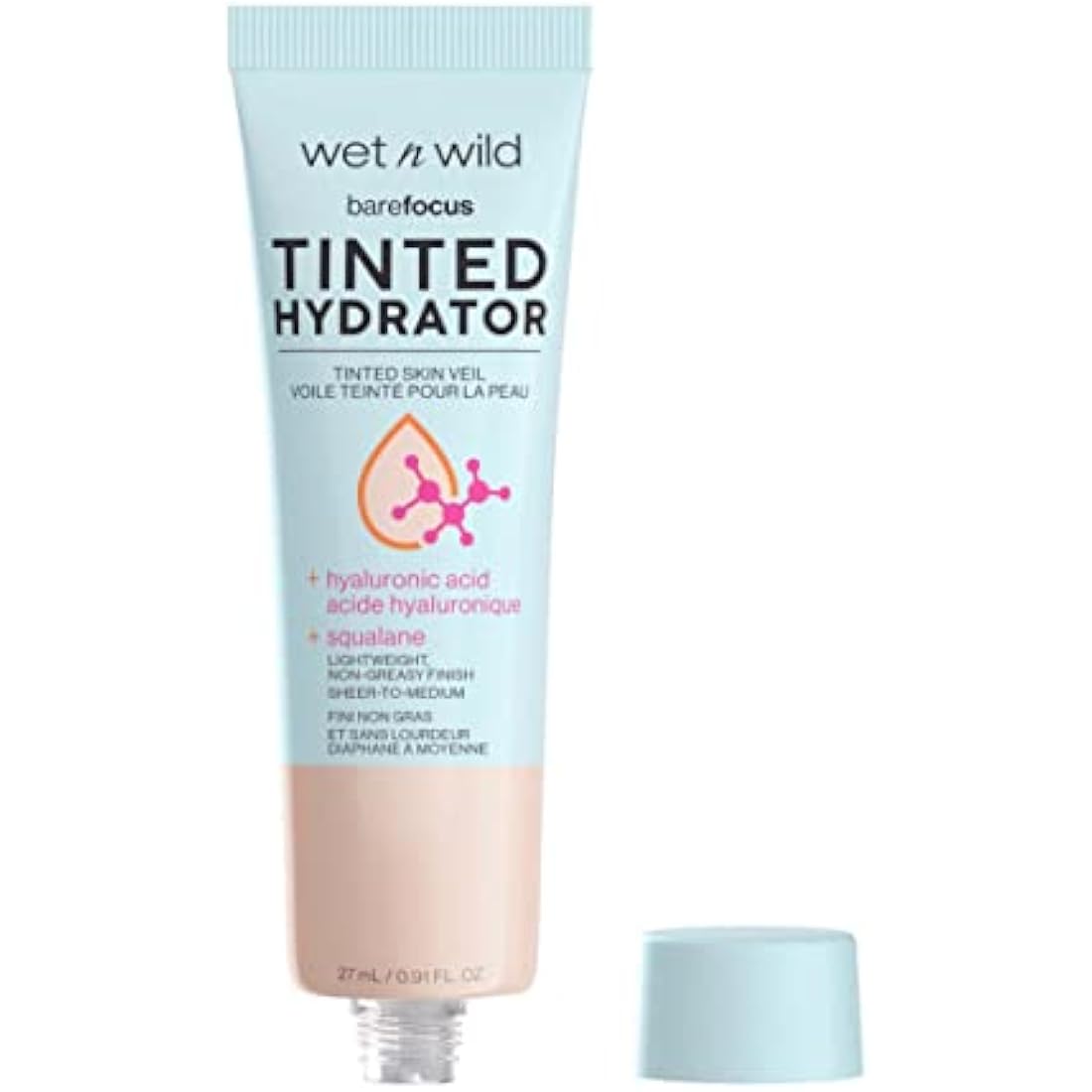 Wet n Wild, Bare Focus Tinted Hydrator, Tinted Moisturiser with Hyaluronic Acid, Lightweight Formula with Semi-Matte Finish for Oily Skin, Sheer to Medium Coverage, Fair