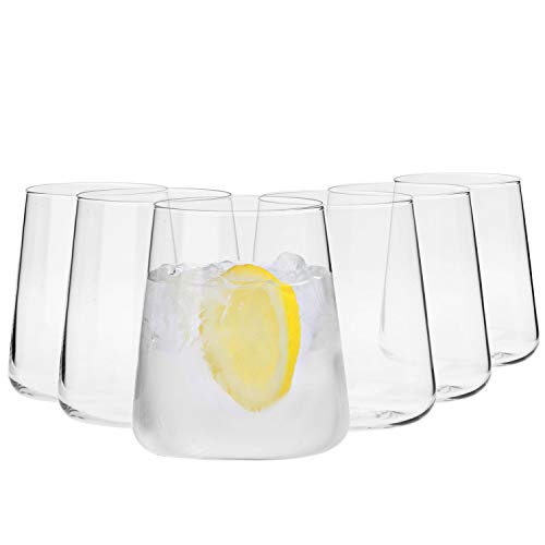 Krosno Water Juice Gin Tumbler Drinking Glasses | Set of 6 | 430 ML | Avant-Garde Collection | Whiskey Glasses Gift Set Tumblers Cocktail Set |