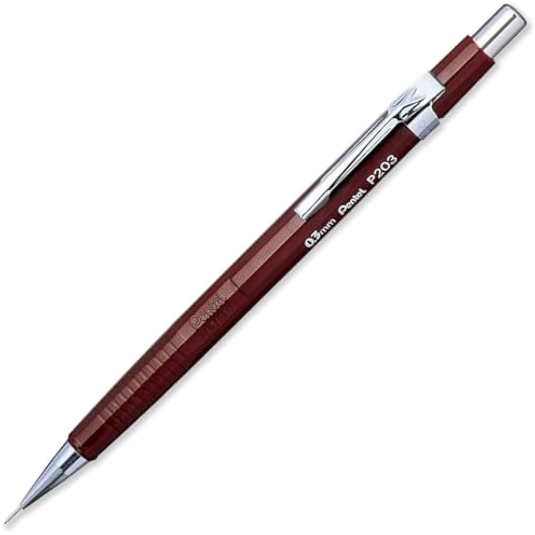 Pentel P200 Series Automatic Mechanical Pencils - HB Lead - 3 x Pencils + 3 Tubes of Refill Leads - In Pillow Packaging (P203 (0.3mm))