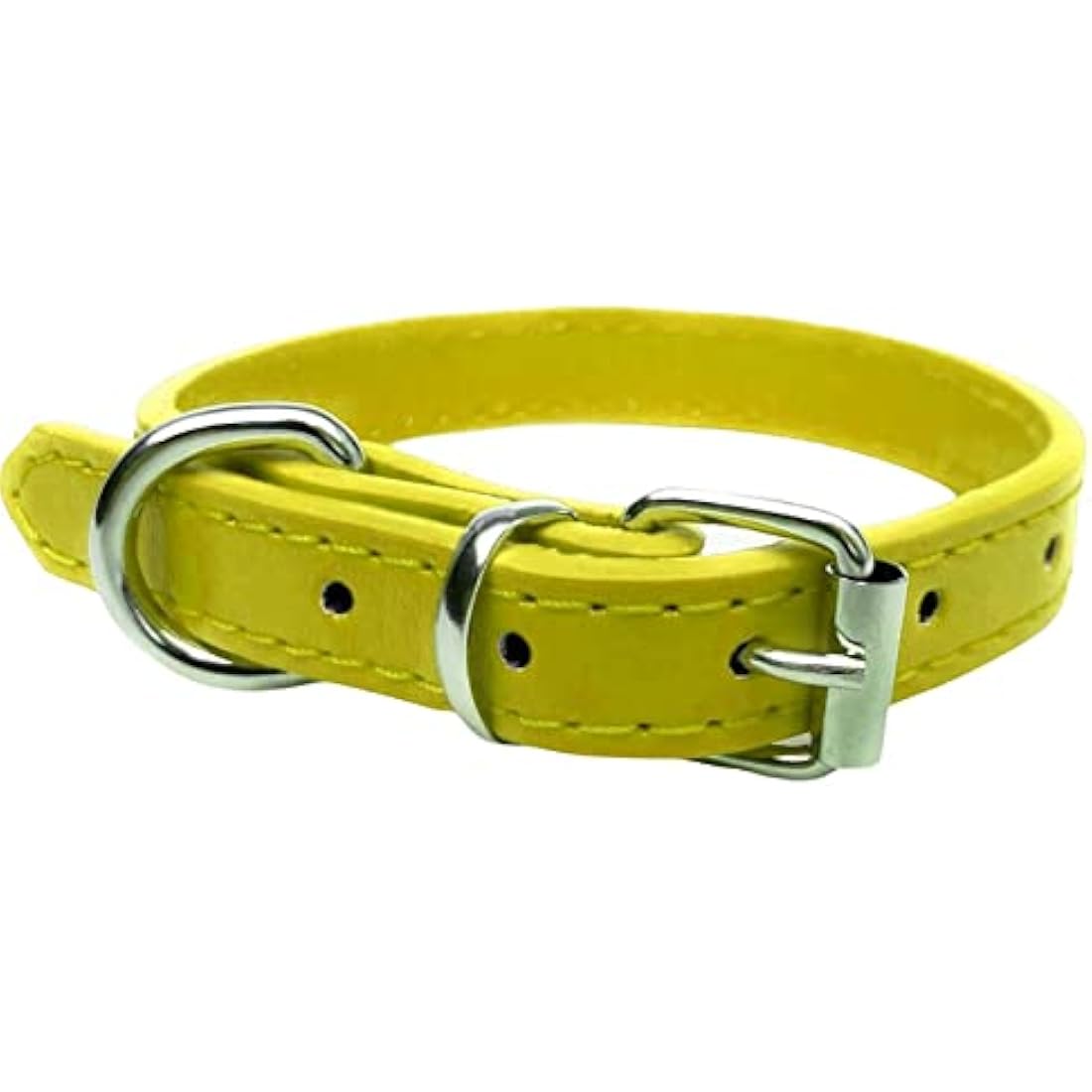 Vibrant Leather Dog Collar for Puppy, Cat, Kitten, Dogs - For Small, Medium, Large & Extra Large Pet Collars (Extra Large (45cm - 55cm Neck), Yellow)