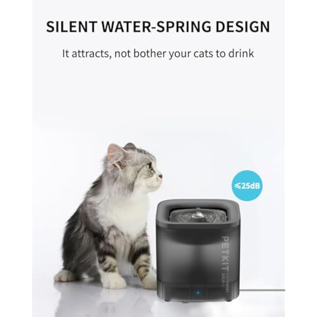 PETKIT Cat Water Fountain, EVERSWEET SOLO SE, 1.85L Ultra Quiet Cat Drinking Fountain, Activated Carbon Filter, Upgraded Pump with Dry-Run Protection, Smart LED Light, Separate Base, Easy to Use