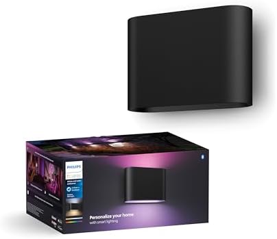 Philips Hue White and Colour Ambiance Dymera Smart Indoor and Outdoor Wall Light, White and Colour Light, Hue Bridge Required for Outdoor Use, Voice Control with Alexa, Apple Home, Google Assistant