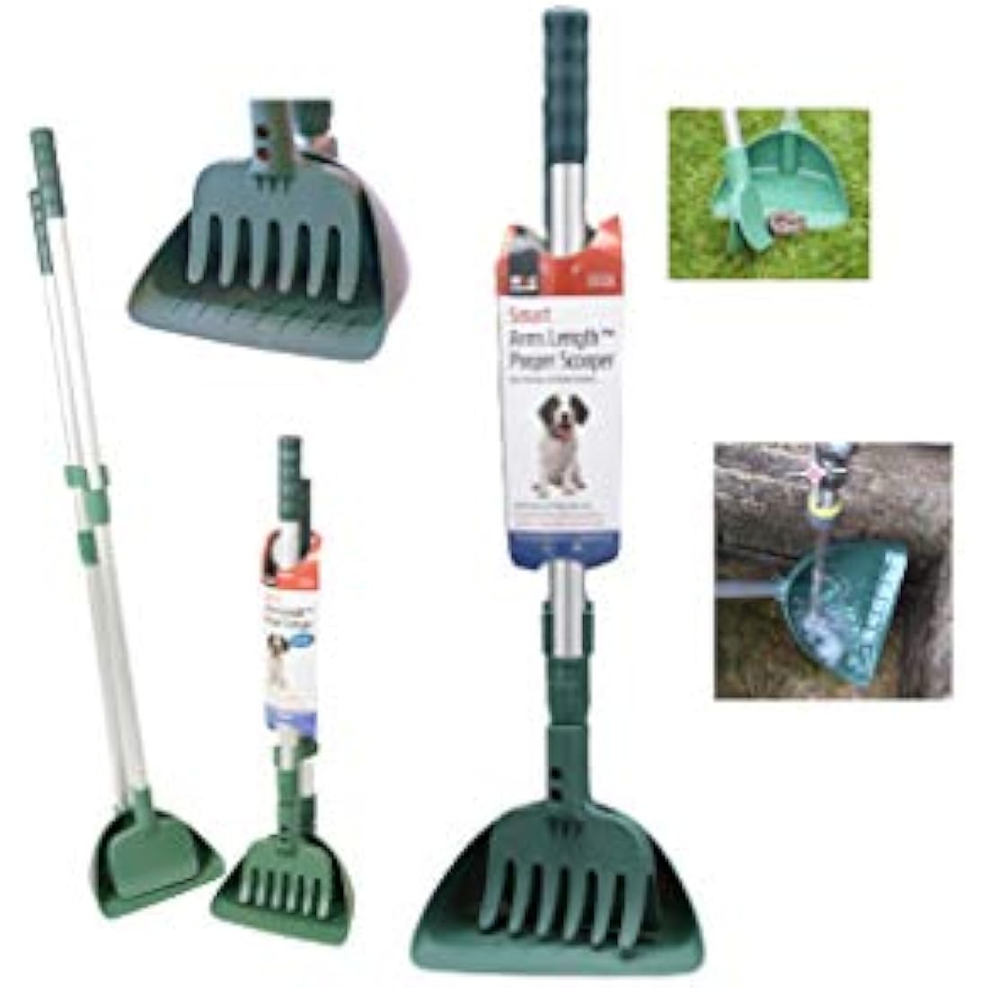 MDC Arms Length Pooper Scooper for Dogs – No-Bend Pet Waste Picker with Rake and Scoop – Ideal for Grass or Paths – Easy Clean Garden Waste Remover – Long Handle & Lightweight Design