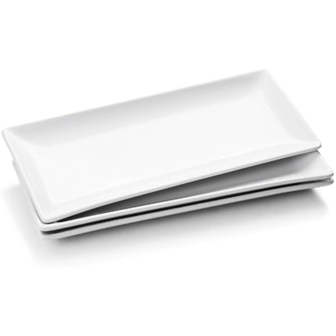 WishDeco Ceramic Serving Platters Set of 3, White Rectangular Plates L35 cm x W15 cm, Large Serving Trays 14 inch, Porcelain Serving Dishes, Party Platters for Dessert, Buffet, Snack, Steak, Fruit