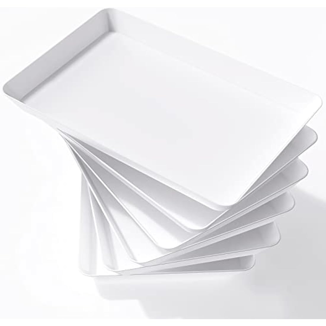 Lifewit Serving Tray Plastic for Party Supplies, 14.95" x 9.45" Platters for Serving Food, 6 pcs White Reusable Tray for Veggie, Snack, Fruit, Cookies, Desserts in Kitchen/Pantry Organization