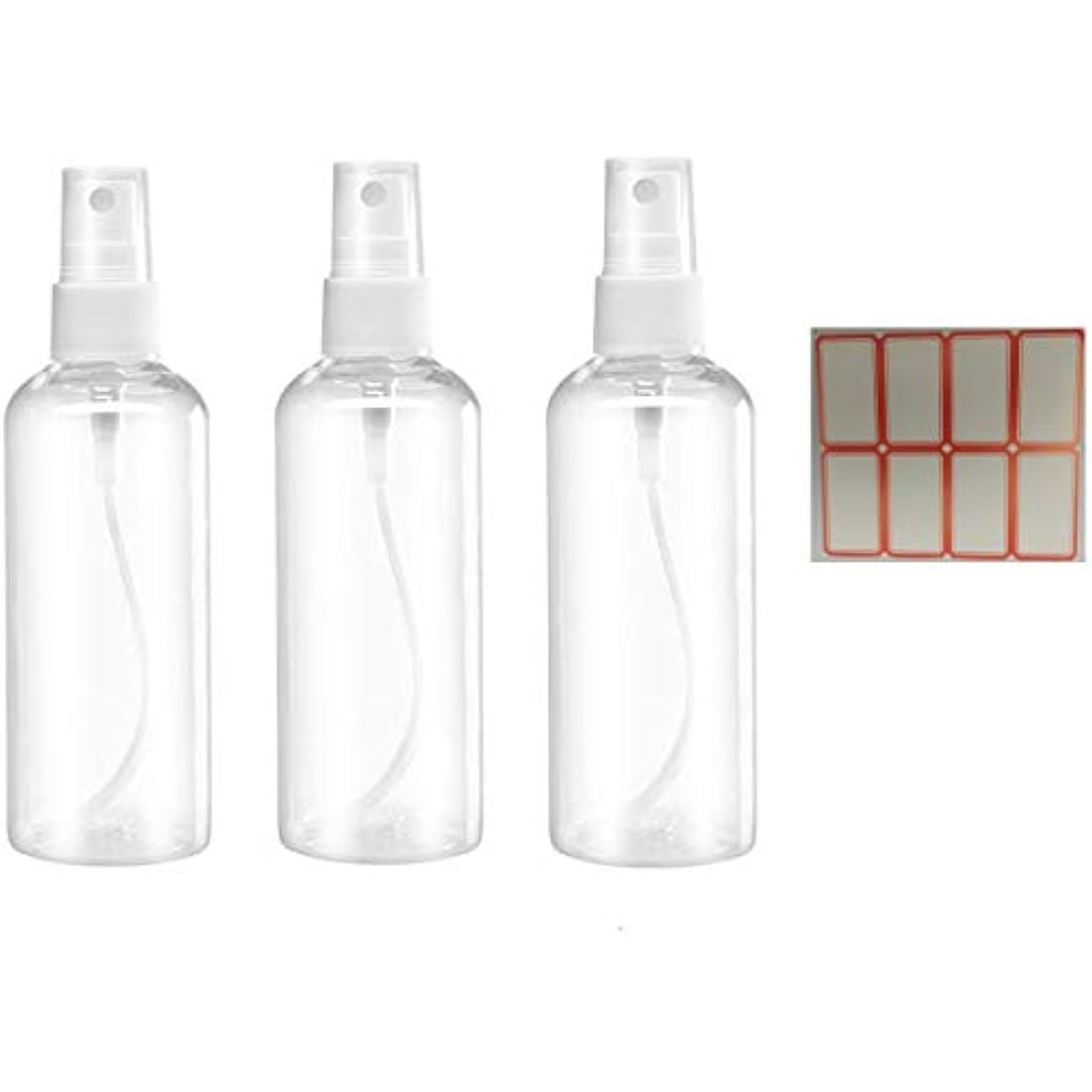USSJ Spray, 1.69oz/50ml 3.38oz/100ml Clear Empty Fine Mist Plastic Mini Travel Bottle Set, Small Refillable Containers with Labels (3pcs 50ml), Pet