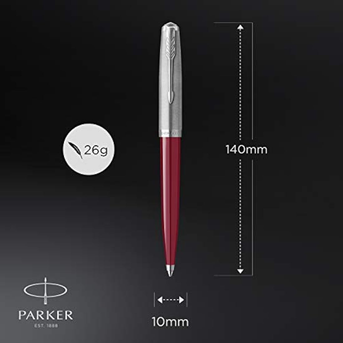 Parker 51 Ballpoint Pen | Burgundy Barrel with Chrome Trim | Medium Point with Black Ink Refill | Gift Box