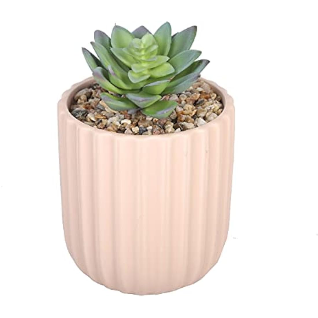 Sleepdown Halo Green Artificial Faux Plant Pink Textured Pot for Home Office Bathroom Decor Indoor Decoration