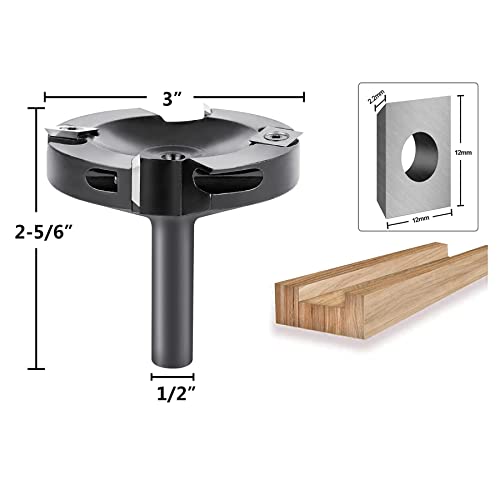 SpeTool Spoilboard Surfacing Router Bit 1/2 Inch Shank 3 Inch Cutting Diameter 2+2 Flute Carbide Insert Slab CNC Flattening Router Bit router template woodworking