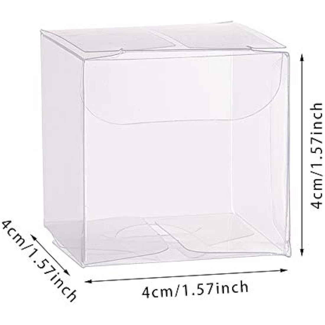 BENECREAT 60PCS 4x4x4cm Clear Cube Wedding Favour Boxes PVC Transparent Cube Gift Boxes for Candy Chocolate Birthday Party
