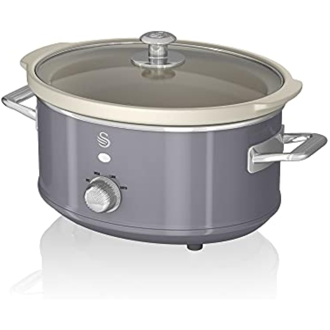 Swan SF17021GRN Retro Slow Cooker with 3 Temperature Settings, Keep Warm Function, 3.5L, 200W, Retro Grey