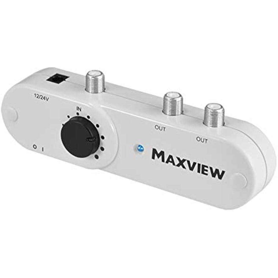 Maxview MXL008 12v or 24v 2 Way TV/FM/DAB Signal Booster with 19dB Variable Gain for Caravans, RV Motorhomes, HGV Trucks, Campervans