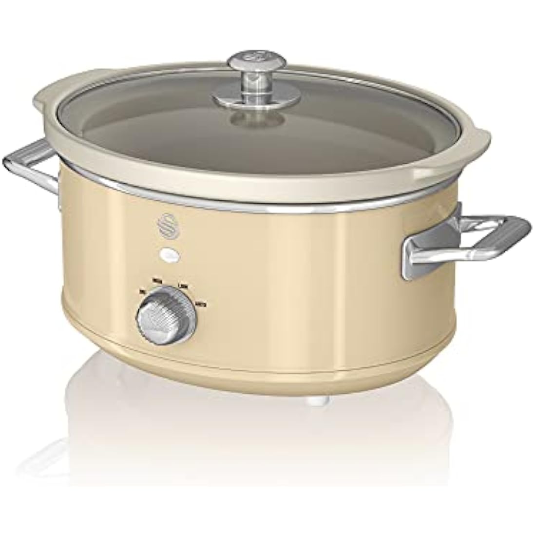 Swan SF17021CN Retro Slow Cooker with 3 Temperature Settings, Keep Warm Function, 3.5L, 200W, Retro Cream