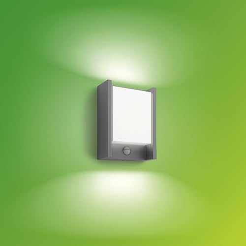 Philips myGarden Arbour LED Outdoor Wall Light with Motion Sensor [Anthracite] 1 x 6 W Integrated LED Light, For Garden and Patio Lighting