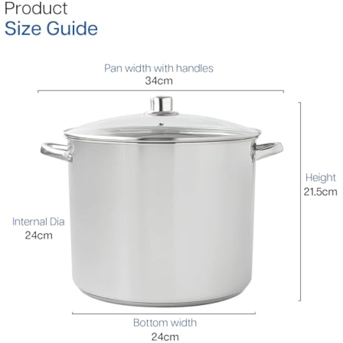Cooking Pot Induction Stock Pot 9 litres Stainless Steel Deep Pots, Can Be Used as Stew, Soup Pot and Pasta Pot with Tempered Glass Lid