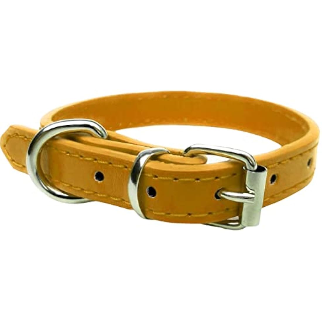 Vibrant Leather Dog Collar for Puppy, Cat, Kitten, Dogs - For Small, Medium, Large & Extra Large Pet Collars (Extra Large (45cm - 55cm Neck), Bright Gold)