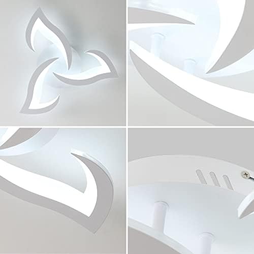 SENQIU Modern LED Ceiling Light, 36W LED Ceiling Lights with 3 Petal-Shaped Lamps, 6500K Cool White, Acrylic Leaf Chandelier Lighting Fixture for Bedroom, Living Room, Office, White