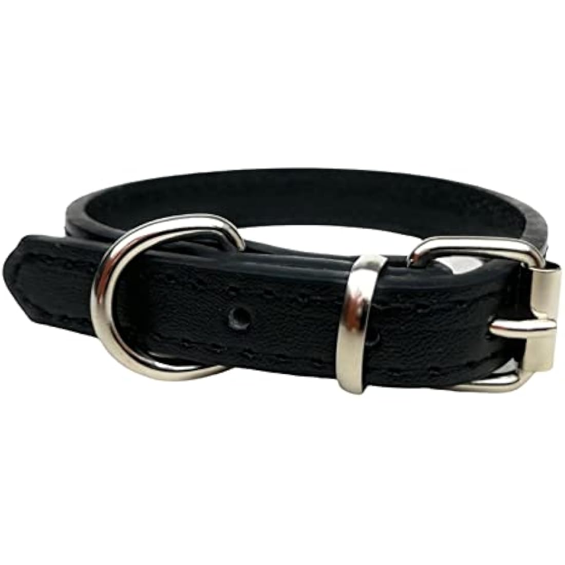 Vibrant Leather Dog Collar for Puppy, Cat, Kitten, Dogs - For Small, Medium, Large & Extra Large Pet Collars (Extra Large (45cm - 55cm Neck), Black)