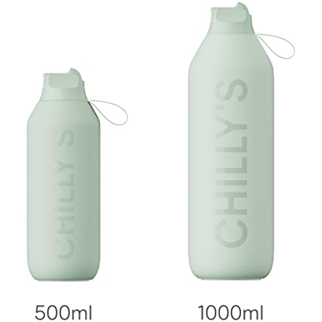 Chilly's Series 2 Flip Water Bottle with Sports Lid, Telescopic Straw and Nylon Carry Loop - Easy Flip Lid, Straw Cleaning Brush Included